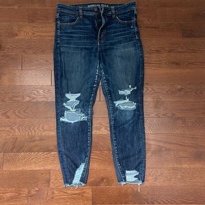 Hi rise jegging ripped American eagle jeans. In perfect condition